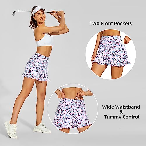 Image of M MOTEEPI Women's Golf Skorts with Pockets High Waisted Tennis Skirt for Women Built-in Shorts 2026 Summer Ruffle Swim Skirt