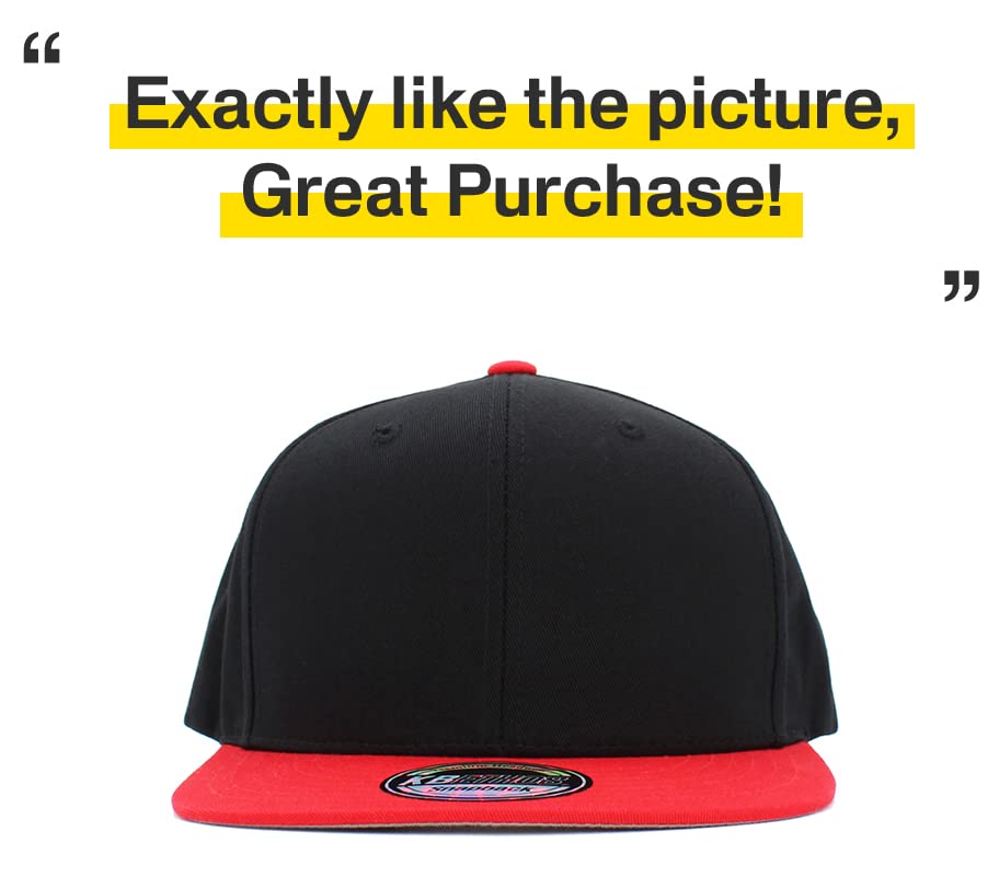 Image of KBETHOS Classic Snapback Hat Blank Cap Underbrim Cotton Wool Blend Flat Visor Adjustable Unisex