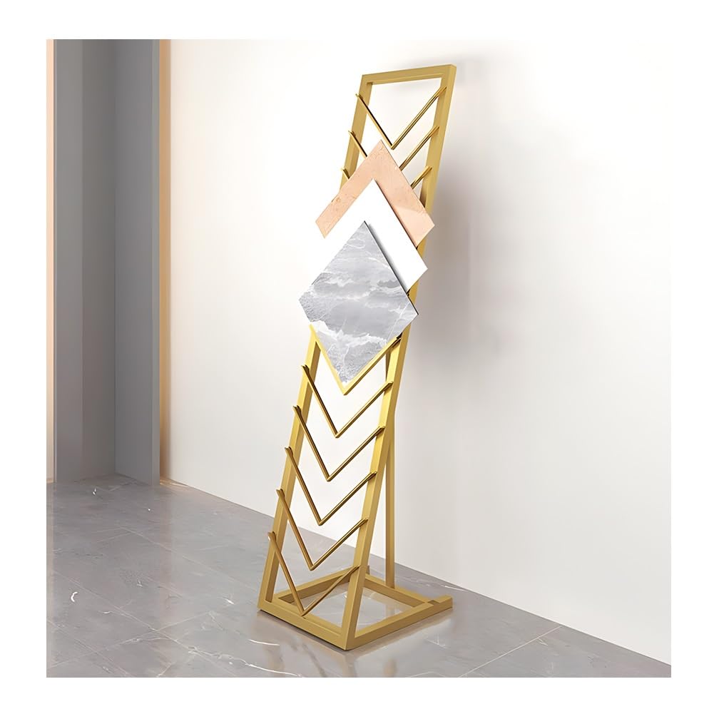 YNBSHGAA Metal Tile Display Stand for Sample Rack - Showroom Organizer in Home Improvement Retail Stores,Gold-30x50x150 cm