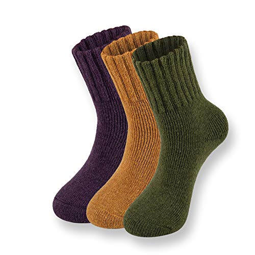 Thick Knit Warm Socks for Women,Lixia Winter Heavy Weight Hiking Slipper Socks 3/6 Pairs Pack (Pack B - 3 Pairs)