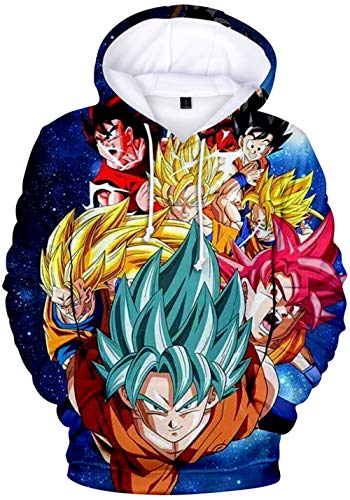 KamiraCoco Dragon Ball Sudadera con Capucha para Niños Super Son Cosplay Animado Joven Pullover (2XS)