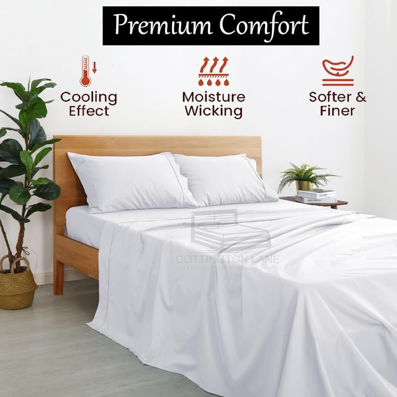 Image of Bedsheet Microfiber with 2 Pillow Cover - Soft and Breathable - Flat Sheet - Single Bedsheet - bedsheets for Single Bed - White Solid