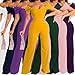 KnoInt Navy Blue Sexy Off Shoulder Jumpsuits for Women Elegant Plus Size Short Sleeve Party Clubwear Outfit Dressy High Waist Pants Long Wide Leg Back Zipper,Large