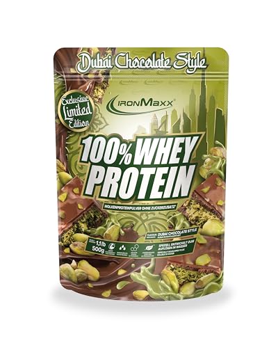 IronMaxx Dubai Chocolate Style - 100% Whey Proteína Polvo - Bolsa de 500 g | Proteína en polvo soluble en azúcar y soluble en agua de proteína de suero | muchos sabores diferentes