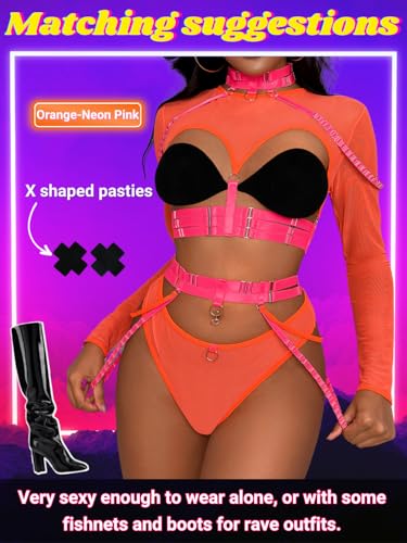 Image of Kaei&Shi Rave Outfit, Adjustable Strappy, Contrast Color, Choker, Chain Belt