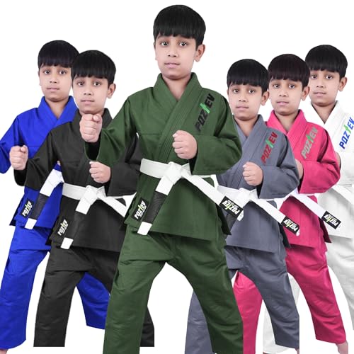 Poztev POZ-JI-MGREEN-K2 Kids Brazilian Jiu Jitsu Gi For Kids Bjj Gi Youth Grappling Kimonos Preshrunk Lightweight Children Martial Arts Training Uniform thumb #6