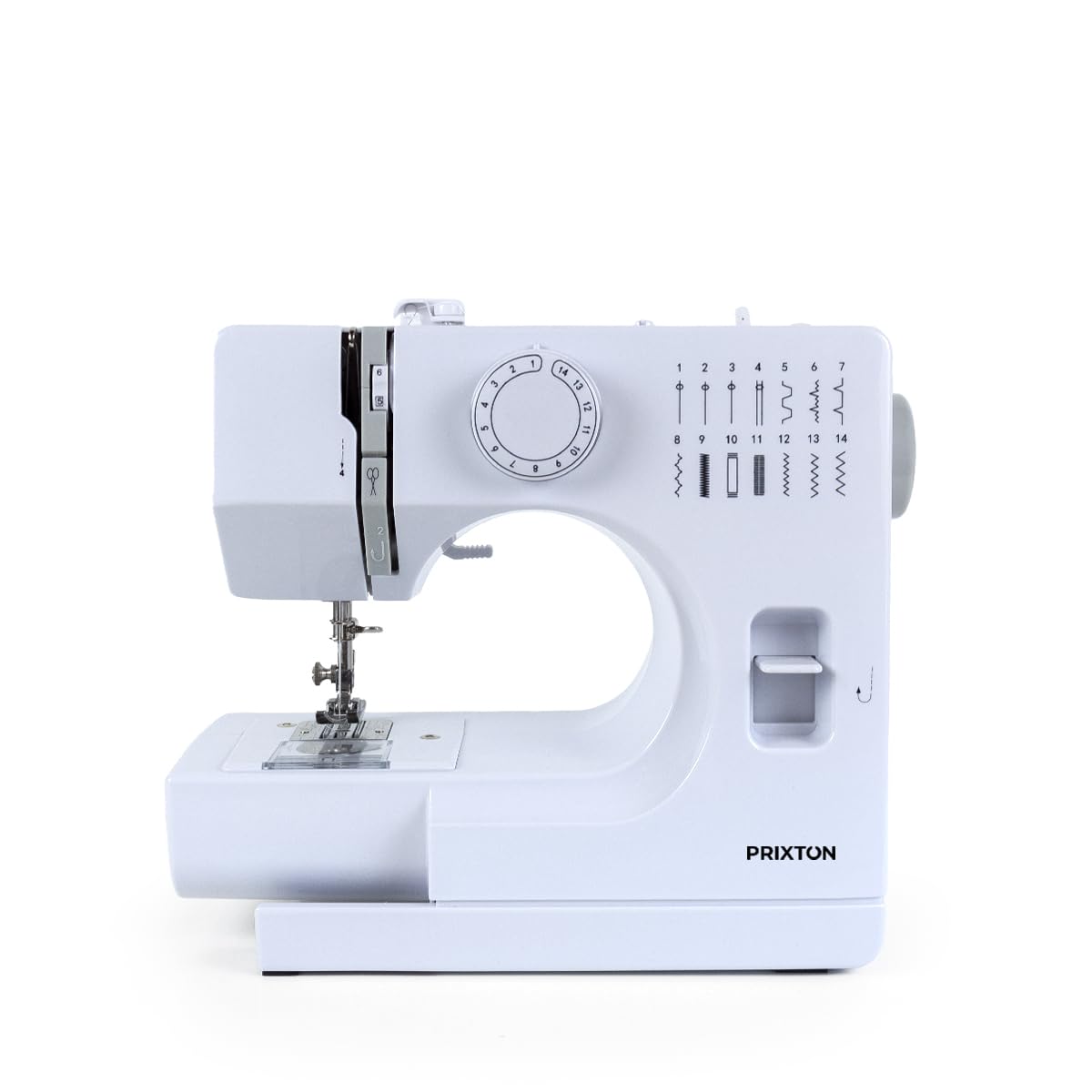 PRIXTON Máquina de coser P115, 14 Puntadas diferentes, 2 Velocidades, Lámpara y Pedal incluido