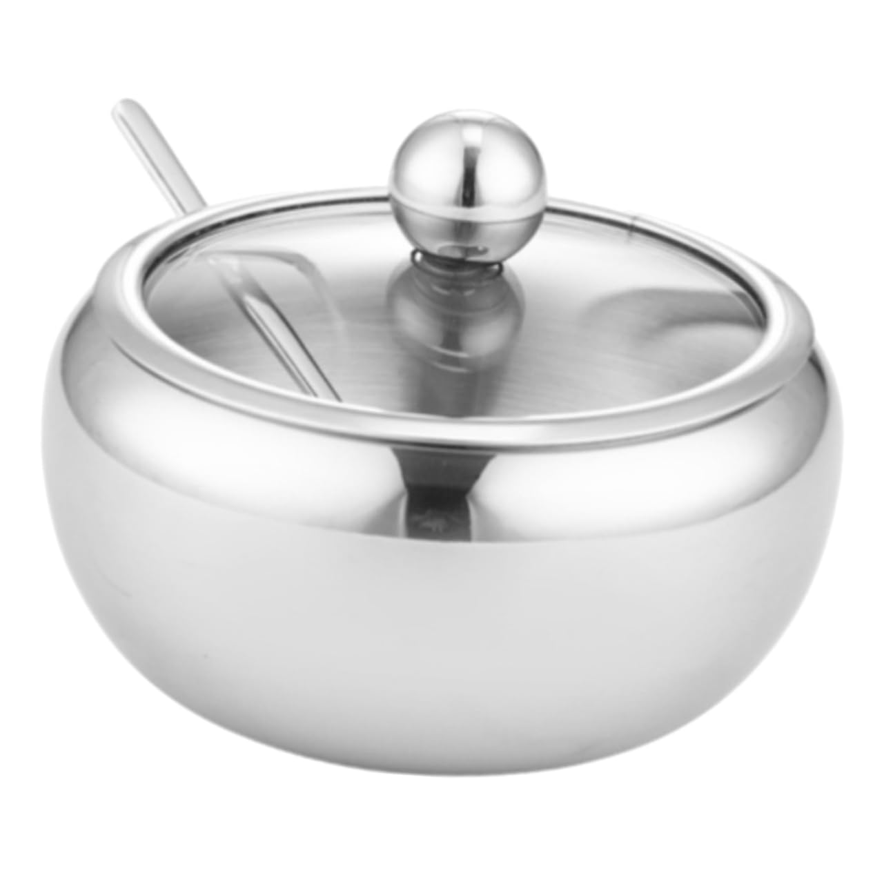 OKUMEYR 1Set Stainless Steel Sugar Bowl with Lid Spoon Kitchen Salt Pepper Container for Storing Spices Sugar and Condiments Easy to Clean Design