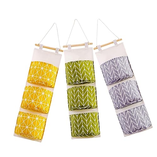 Healifty 3 Sets Wall Mounted Storage Bag Breathable Organizer for Closet Door Capacity Sundries Storage Grey