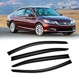 Window Visors for Honda Accord 2008-2017, Rain Guards Vent Shade Shield Deflector Dark Smoke 08 09 10 11 12, Tape-On, 4PCS