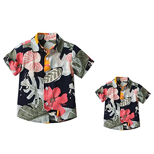 Image of Daddy and Me Matching Outfits Hawaiian Father and Son Matching Shirts for Family Photoshoot Summer Men Boys Father's Day Tops