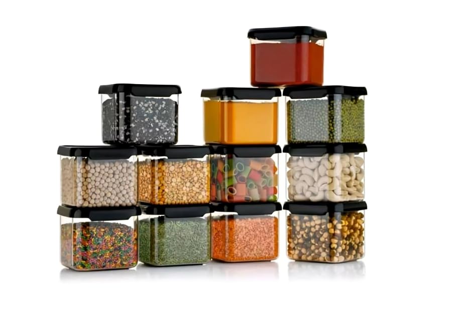 Image of Air Tight Containers Storage Set For - 500 ML Kitchen Transparent Jar, Kitchen Accessories Items, Pantry Organization Storage Containers, Container sets (10)