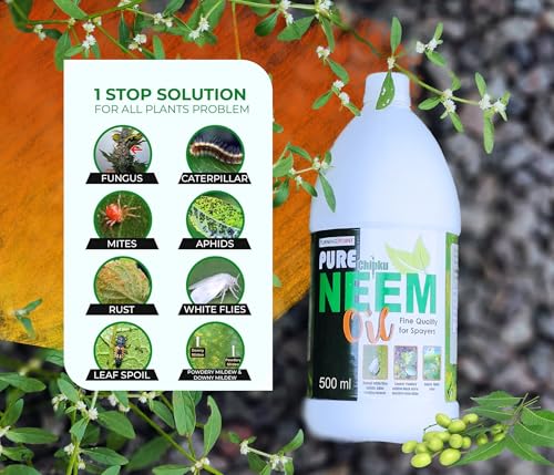 Image of Chipku Pure Cold Pressed Water Soluble Neem Oil 500ml Pack Of 2 With Free Spray Gun Concentrate For Plants & Garden For Indoor And Outdoor Removes Aphids Fungus Thriphs Mildew For Making 200 Neem Spray Bottles