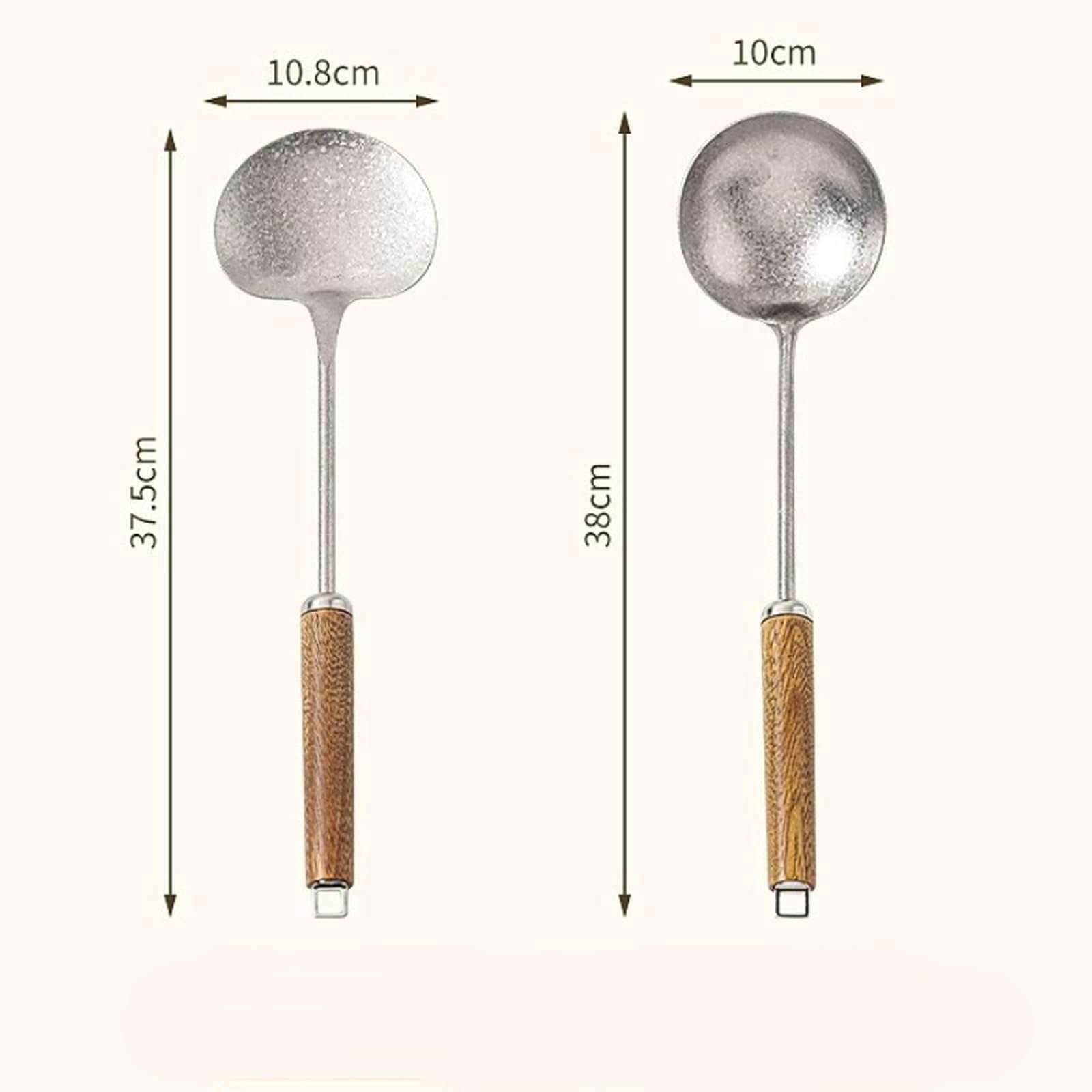 Set di utensili da cucina premium in titanio puro con manico in legno, leggero, resistente al calore, per wok, spatola, mestolo per zuppa, cucchiaio forato, strumenti per cucinare