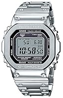 CASIO G-SHOCK GMW-B5000D-1 G-Shock Wristwatch, Men's, Digital, Radio, Solar, Full Metal, Silver, Silver, Bracelet Type
