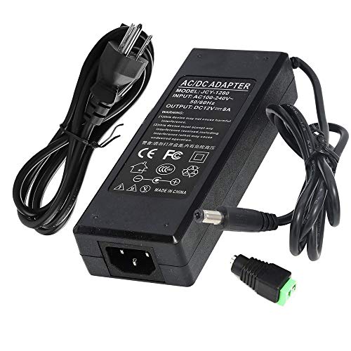 12V 8A 96W Power Supply Adapter AC to DC Converter Charger AC 110V ~ 240V to DC 12V 8Amp Transformer for Water Pump, CCTV, Computer Project
