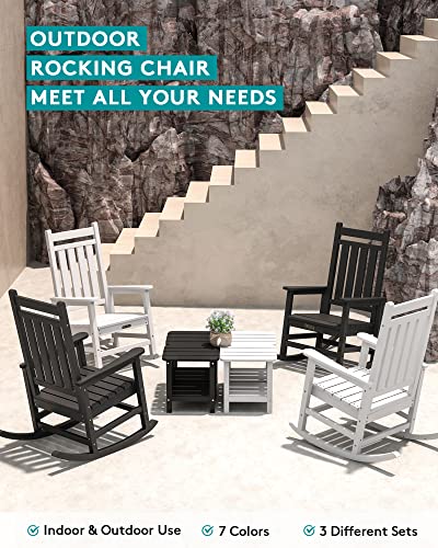 Serwall Hdpe Outdoor Rocking Chair, Oversized Rocking Chair For Adult, Black #TOP4