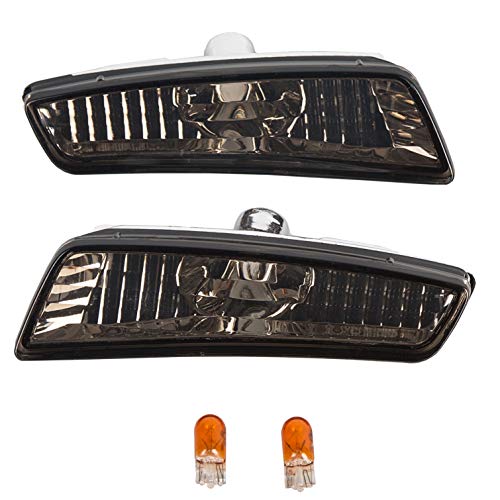 Ecotric 4 Pcs Smoke Lens Front Fender & Smoke Lens Front Bumper Side Marker Lights Lamps W/O Bulbs Compatible With 2008-2009 Pontiac G8 - Smoke Fender & Smoke Bumper Side Marker Lights - 2 Packages #TOP7
