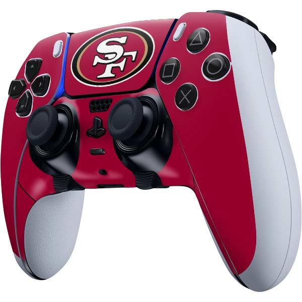 Miniatura 6 de Skinit Calcomanía para juegos compatible con el controlador PS5 DualSense Edge Pro, con licencia oficial de la NFL San Francisco 49ers Double Vision