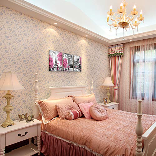 Aoshdart Black And White Wall Art Girls Pink Paris Theme Canvas Prints Eiffel Tower Wall Paintings London Big Ben Pictures For Bedroom Living Room Bathroom Wall Decor #TOP5