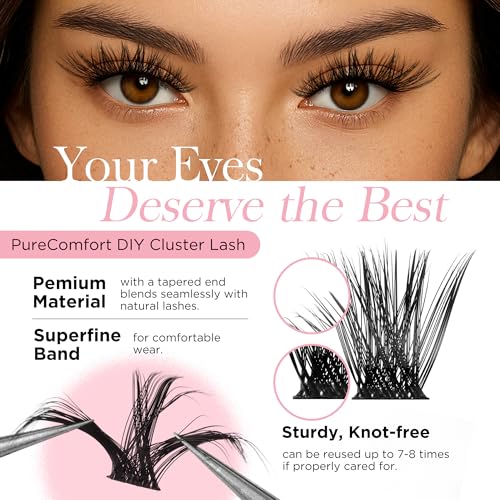 Image of Cluster Lashes Wispy Lash Clusters, 168pcs D Curl Natural Volume Lashes Clusters, DIY Individual Eyelash Extensions with Soft Ultra-thin Band, 9-16mm (56D)