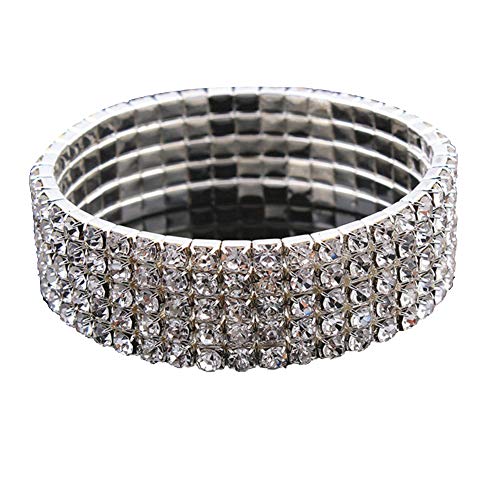 Preisvergleich Produktbild Weihnachts-Armband, glitzernde Strass-Intarsien Armband für Damen, elastischer Armreif, Schmuck, Geburtstagsgeschenk 5 Reihen