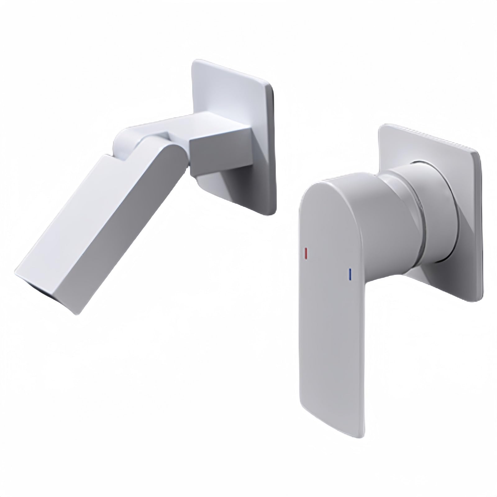 Lavabo mural encastré blanc avec robinet eau chaude et froide - 8