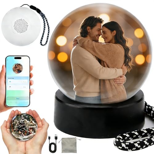 Pipihome Erinnerungskugel Personalisiert Glaskugel Videokugel 3D Memory Orb Foto Video Kugel Memory Sphere Kristallkugel Geschenk für Partner Valentinstag Jahrestag Geschenk für Sie