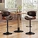 YaFiti Swivel Bar Stools Set of 2, Modern PU Leather Adjustable Counter Stool, Barstool with Back and Footrest for Home Kitchen Island, Brown