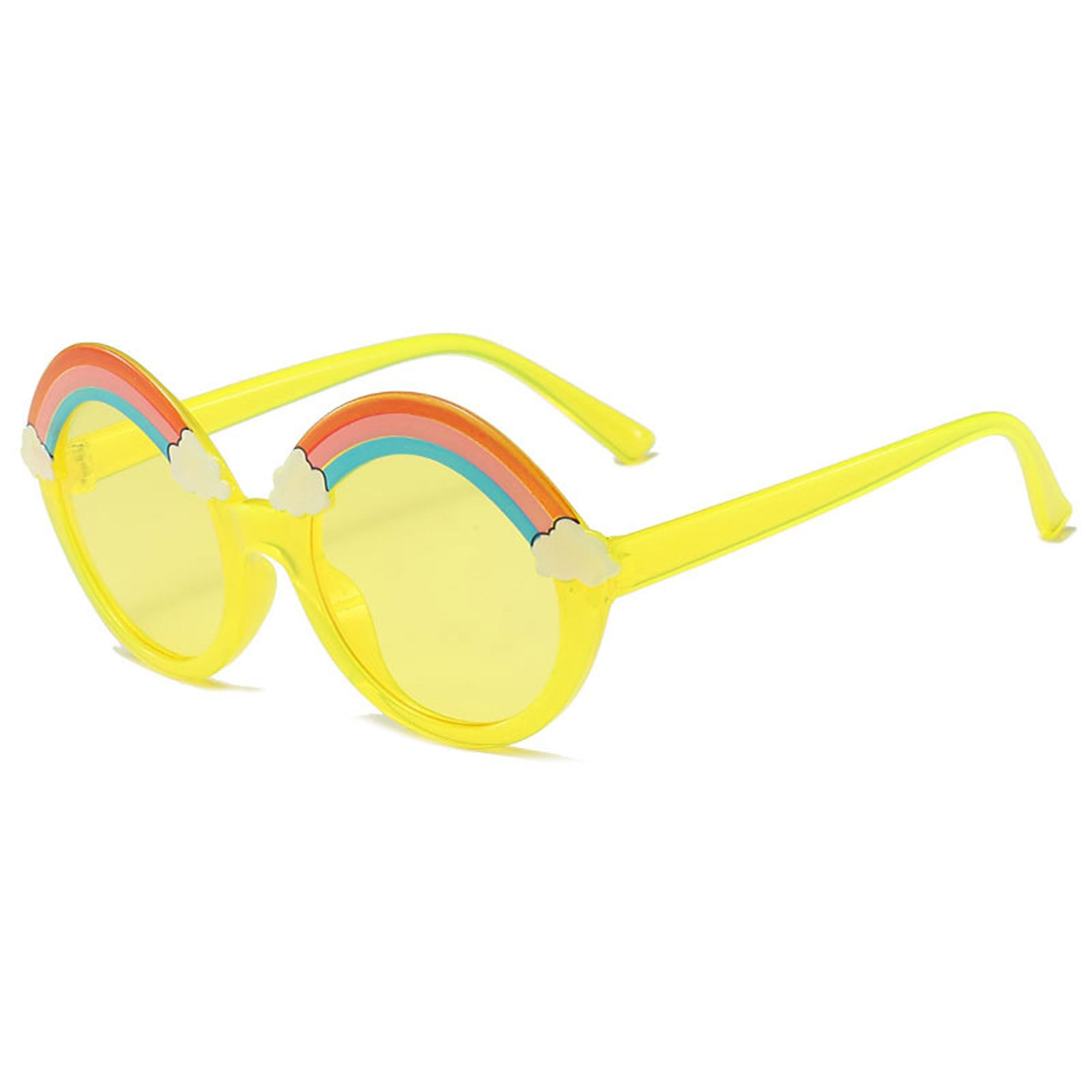 Legou Kid’s Beach Party Sunglasses UV Protection Cute Colorful Rainbow Glasses Flexible Frame Polarized Sunglasses Yellow one size