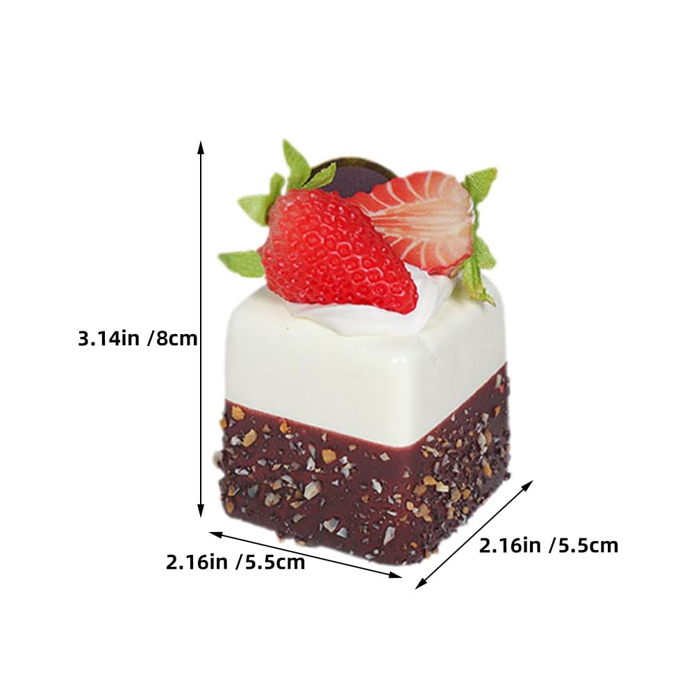 Mipcase 8pezzi Torta Simulata al Gusto di Fragola Francese di Cibo Artificiale Base Magnetica Espositore per Torte Finte Decorazioni da Cucina Accessori per Stand per Fotografie
