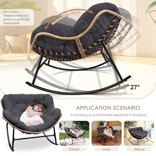 Nicesoul ROCKING CHAIR With Cushion, Oversized Patio Papasan Rocking Chair thumb #6