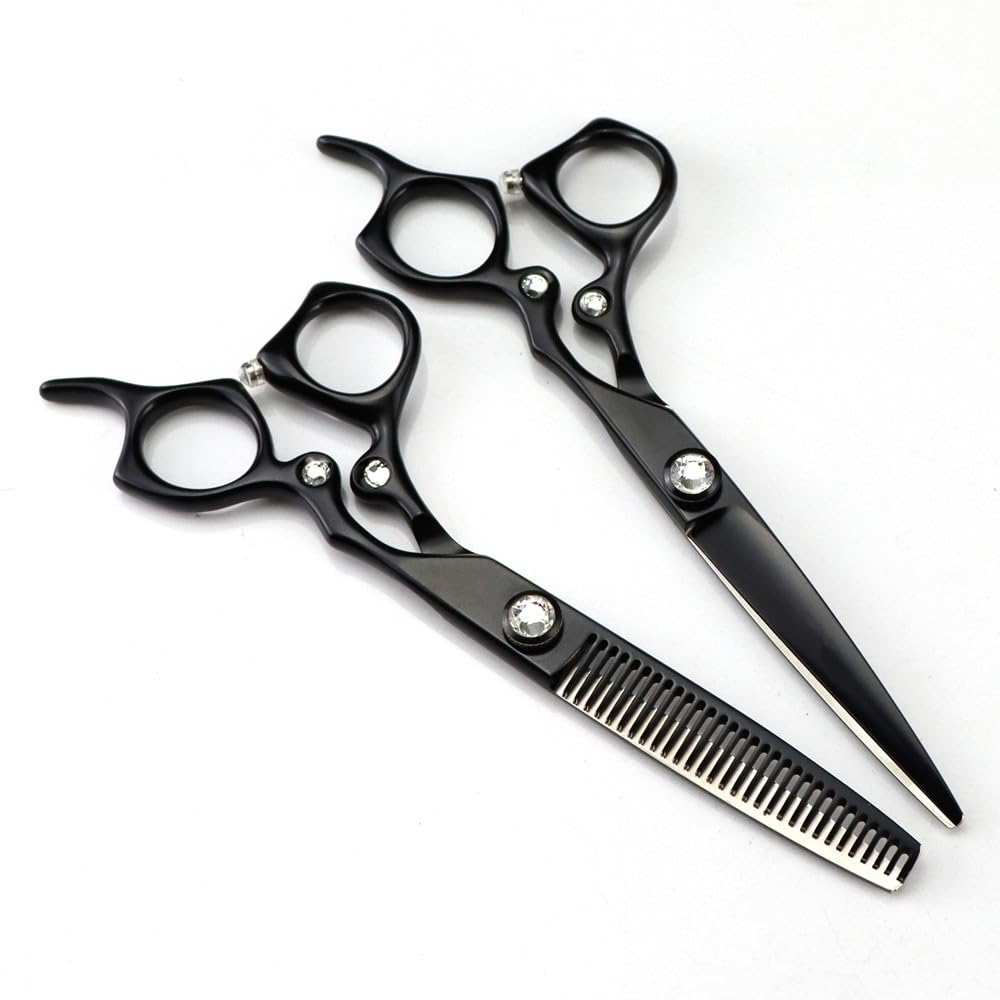 Forbici da Taglio per Capelli, 6 Pollici Professionali 440c Acciaio di Alta qualit Gem Black Cut Forbici per Capelli Taglio sfoltimento Barbiere Taglio Forbici da Parrucchiere