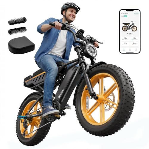 Image of Electric Bike for Adults, Peak 1500W Motor Retro E Bike, Range 65 /120Miles, 48V 15Ah Removable Battery, 20 inchx4 inch Fat Tires, Full Suspension, APP Control, Off-Road Ebike for City Commuting