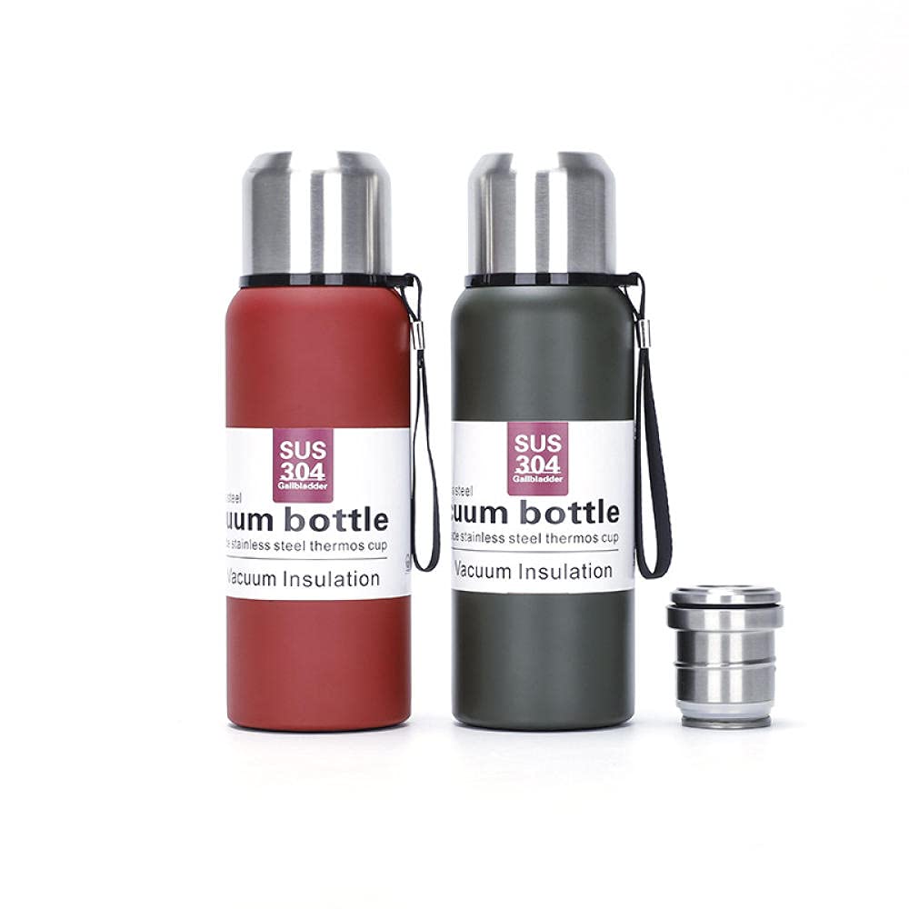 MLLM Perfekt Edelstahl-Thermosflasche,500ml tragbarer Edelstahl Wasserkocher, Outdoor Sport Thermoskanne-grün,Doppelwandige Thermosflasche BPA-Frei