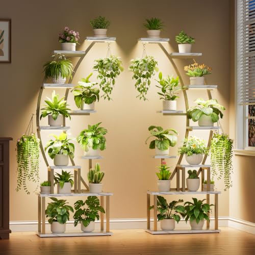 Image of 2 Pack Plant Stand Indoor with Grow Lights, 9 Tier Large Tall Plant Shelf