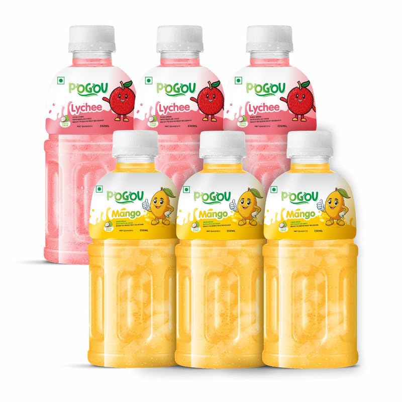 POGOU Combo Pack of Lychee Juice & Mango Juice with 25% Nata De Coco | Energy Booster Drink, Healthy & Delicious Natural Taste, No Added Preservatives | Imported from Thailand (Pack of 6, 320ml each) (B0DG2WT516) Amazon Price History, Amazon Price Tracker