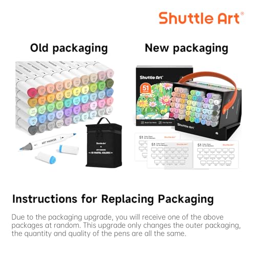 Image of Shuttle Art Pastel Alcohol Markers Brush tip, Dual Tip Brush & Fine Tip Art Marker Set,48 Colors Marker Pens with Case Perfect for Illustration Kids Students Adults Coloring Sketching