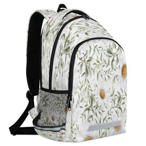 Beautiful Daisy Backpack with Chest Strap Reflective Lightweight Travel Hiking Backpack for Men Women Waterproof Daypack Back Pack for Commute Camping