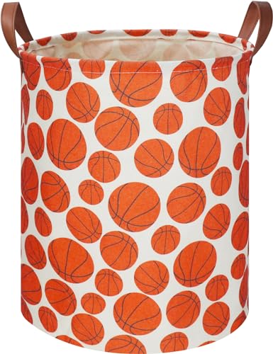 Image of NTAOHAMPER Kids Laundry Hamper,Baseball laundry Basket,Baby Boy Nursery Hamper,Waterproof Storage Bin for Bedroom,Clothes Organizer Basket,Toys Box,Room Decor(Basketball)