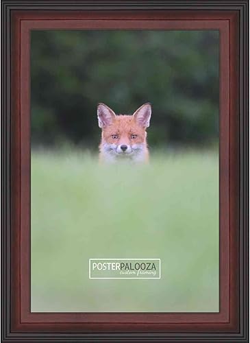 Poster Palooza 18x24 Contemporary Mahogany Complete Wood Picture Frame with UV Acrylic Plexiglass, Foam Board Backing & Hardware Included