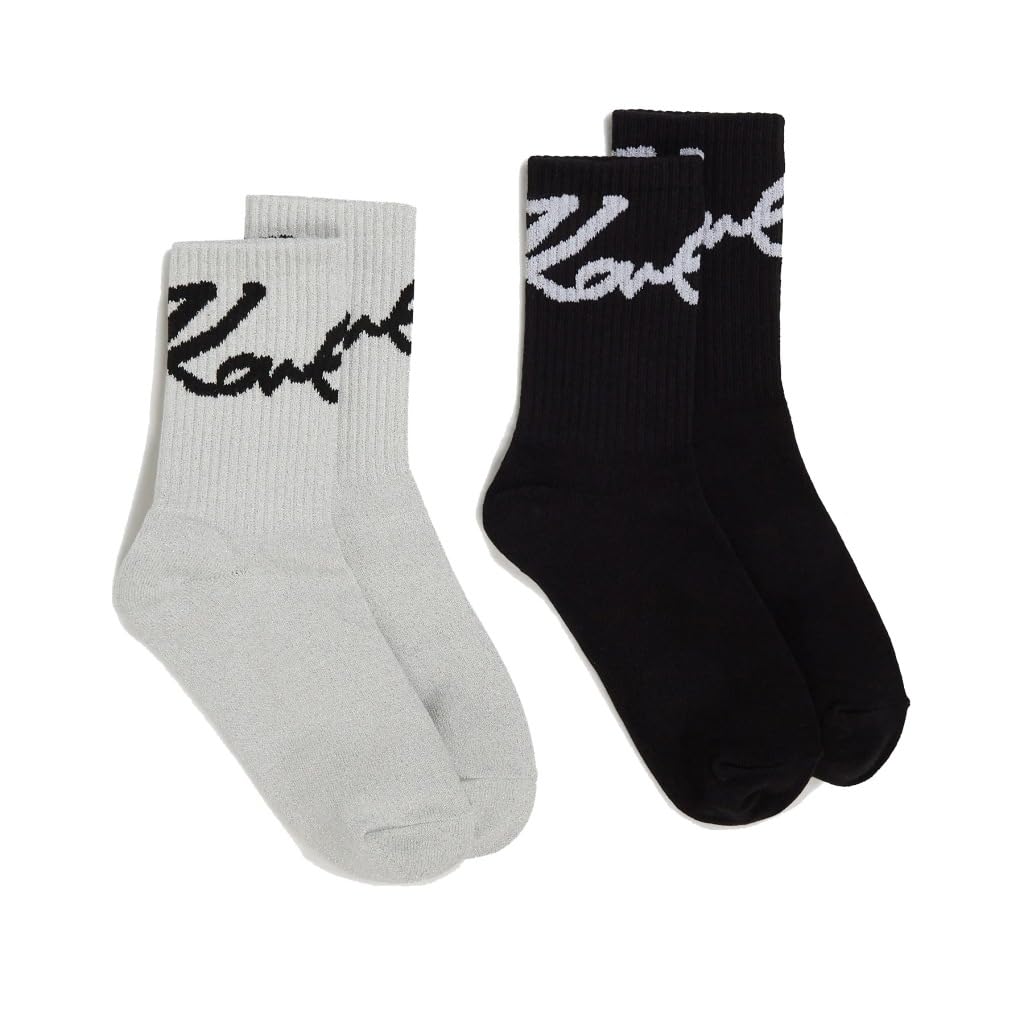 Karl Lagerfeld International B.V Damen Women's, Signature Lurex (2 Pack) Socks, Mehrfarbig, Einheitsgröße EU