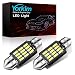 Yorkim 6418 LED Bulb, 36mm LED Bulb 6500K White Super Bright Interior Lights 12-SMD 4014 Chipsets, C5W LED Bulb, Festoon LED 36mm 37mm 38mm LED, DE3021 Bulb C5W LED Bulb White, Pack of 2