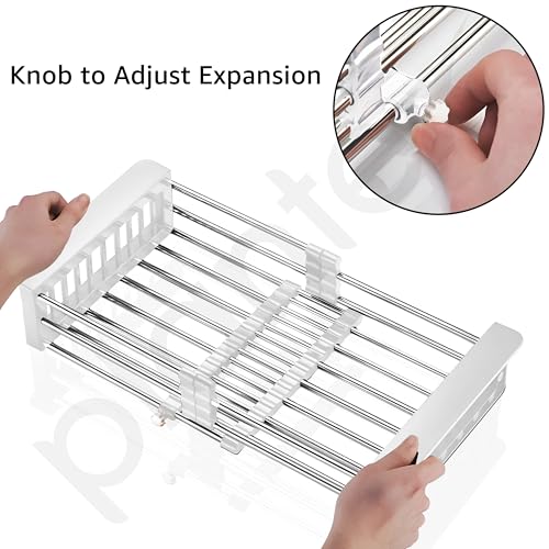 Image of Plantex Stainless Steel & ABS Plastic Sink Drainer Basket /Vegetable Washing Sink Basket Strainer /Kitchen Accessories Items for Home - Pack of 1 (White)