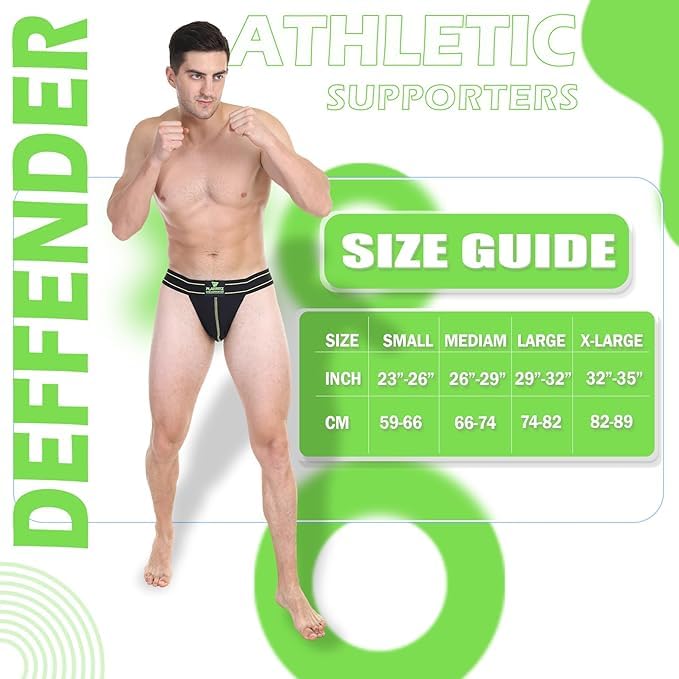 Image of Defender Athletic Supporters with Cup Pocket for Men Sports, Male Underwear for Workout in Gym Stretchable Cotton, Moisture Wicking Supporter for Cricket, Running, Quick Dry
