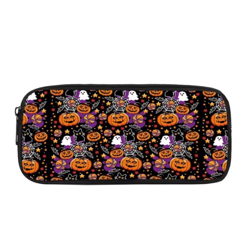 Image of Pencil Case, Pen Pouch Bag for Kids Students School Supplies | Vintage Halloween Print,polyester fabric,wear-resistant and easy to clean,zipper design gift for boys and girls