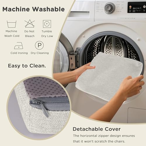 Image of AddGrace Anti-Slip Bar Stool Cushions Square Bar Stool Seat Cushions with Ties Set of 4 Small Square Chair Pads with Machine Washable Cover 12 inchX12 inchX2 inch (Silver Grey)