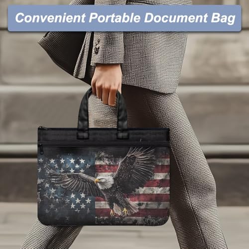 Eagle Flag Zipper Document File Bag Pouch with Handle Independence Day July 4th File Storage Bag Office Document Bags Zipper File Tote Handle Handbag4