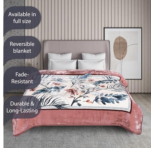 Image of Sarla Premium Cloud Touch Ultra Soft Pashmina Double Bed Blanket, 2PLY Reversible, Rose Wood