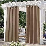 PONY DANCE Cortinas Opacas para Exteriores Pergolas Cenadores de Jardín Cortina con Ojales, 132 x 213 cm, Moca, 1 Panel